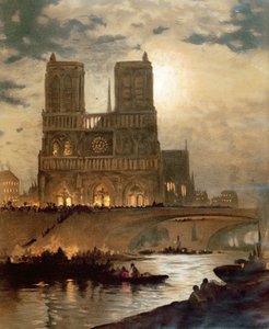 Kilátás a Notre-Dame-székesegyház nyugati homlokzatára, Párizs, 1840 körül alkotó: French School