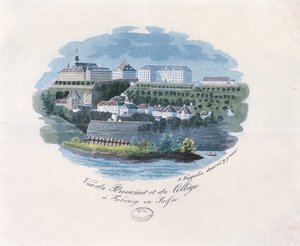 Kilátás a bentlakásos iskolára és főiskolára Fribourgban, Svájcban alkotó: French School