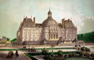Kilátás a maincyi (Seine-et-Marne) Vaux le Vicomte (Vaux-le-Vicomte) kastélyára, 1658 körül épült. A 19. századi magángyűjtemény nyomatai alkotó: French School