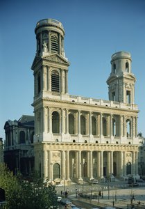 Kilátás az 1646-1780 között épült Saint-Sulpice templom homlokzatára alkotó: French School