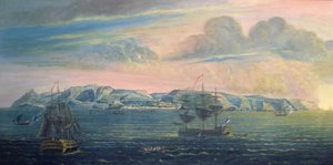 Kilátás Szent Ilona szigetére, 1820 körül (wc és gouache papíron) (lásd még: 182638) alkotó: French School
