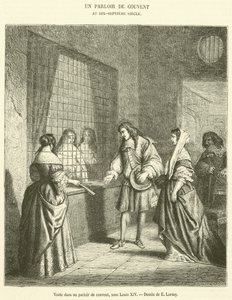 Látogatás egy kolostor szalonjában XIV. Lajos alatt (metszet) alkotó: French School