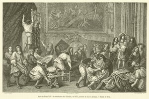 XIV. Lajos látogatása a Manufacture des Gobelins-ben, 1677-ben (metszet) alkotó: French School