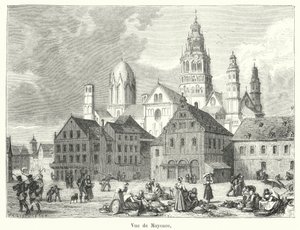 Mainz látképe (metszet) alkotó: French School