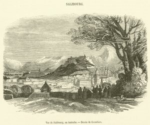 Kilátás Salzburgra, Ausztria (metszet) alkotó: French School