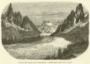 Kilátás a Mer de Glace-re Montanvertből (metszet) alkotó: French School