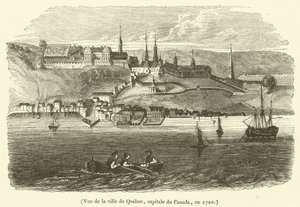 Quebec városának, Kanada fővárosának kilátása 1720-ban (metszet) alkotó: French School