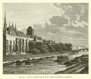 Az érsekség látképe 1751-ben; Raguenet festménye után alkotó: French School