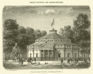 Kilátás a Nemzeti Cirkuszra, a Champs-Elysees-nél (metszet) alkotó: French School