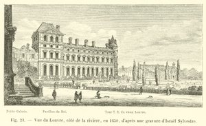 Kilátás a Louvre-ra, Cote de la Riviere, 1650-ben, Israel Sylvestre metszete után alkotó: French School