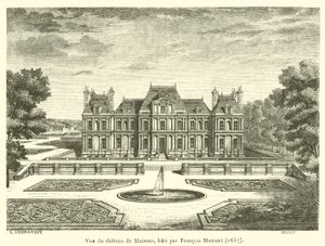 Kilátás a Chateau de Maisons-ra, amelyet Francois Mansart épített alkotó: French School