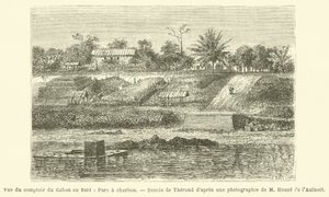 Kilátás a Comptoir du Gabonra 1861-ben, Parc a Charcoal (metszet) alkotó: French School