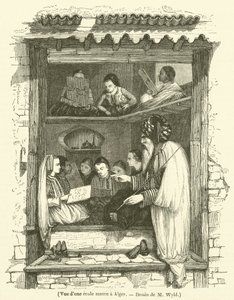 Kilátás egy algíri mór iskolára (metszet) alkotó: French School