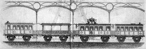 III. Napóleon császár (1808-1873) által elfoglalt vagonok Párizsból Cherbourgba 1858-ban. Metszet a „” Le Monde Illustré”” 70. számában, 1858. augusztus 14. alkotó: French School