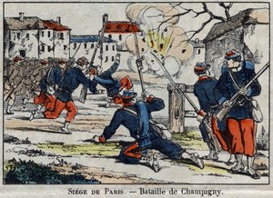 1870-es háború Franciaország és Poroszország között: a champigny-i csata vagy a villiers-i csata 1870. december 30-tól 1870. december 2-ig. alkotó: French School