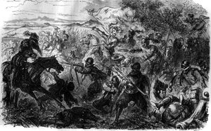 A három Henri háborúja (1585-1586): A Liga és annak vezetője, Henri de Guise ötlete nyomán III. Henrik Nemours kereskedelmébe kezdett, amelyet július 7-én írtak alá. alkotó: French School