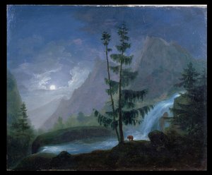 Vízesés a Pont dEspagne közelében a Holdfénynél, 1833 körül
