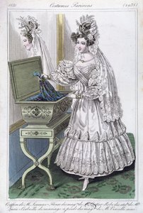 Esküvői ruha, divattányér a Costumes Parisiens-től, 1831 alkotó: French School