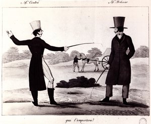 Ki fog nyerni? M. Cintre és M. Bolivar párharcának jelenete, 1820 körül alkotó: French School