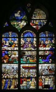 Az utolsó vacsorát és a szentségi körmenetet ábrázoló ablak, 1530 alkotó: French School
