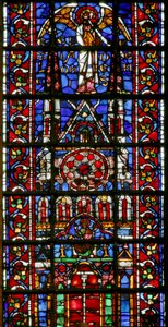 A laoni katedrálist ábrázoló w101 ablak alkotó: French School