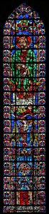 A w102-es ablak Szent Andrást és Soissons templomát ábrázolja alkotó: French School
