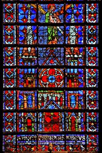 W107 ablak, amely Therouanne katedrálisát ábrázolja alkotó: French School