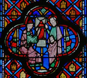 Window w10 Ezékiel Jeruzsálem tervét rajzolja egy Ez IV 1 táblára alkotó: French School