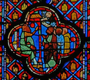 Window w10 Ezékiel a templomkapunál beszél a tömeghez Ez XI 1-6 alkotó: French School