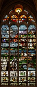 Ablak w121, amely a Szentháromságot ábrázolja; IX. Lajos – és a karmeliták alkotó: French School