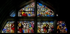 Ószövetségi jeleneteket ábrázoló w130 ablak alkotó: French School