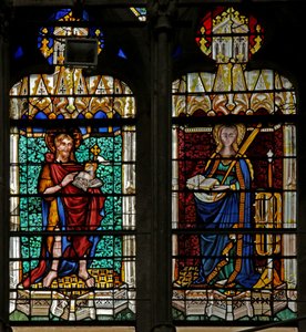 Keresztelő Szent Jánost és Szent Katalint ábrázoló w134 ablak alkotó: French School
