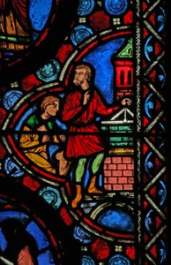 W1 ablak, amely Szent Márton életének egy jelenetét ábrázolja alkotó: French School