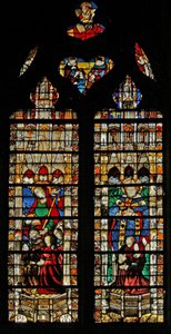 A w204-es ablak Szent Genevieve-et ábrázolja alkotó: French School