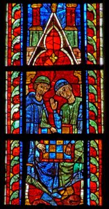 A w210-es ablak Dames játékosait ábrázolja alkotó: French School