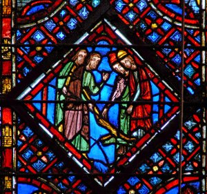 Window w2 Aarons rúd kígyóvá válik Ex VII 10-12 alkotó: French School