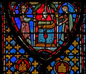 Window w3 Isten elrendeli a lámpák elrendezését a Temple Numb VIII 2-ben alkotó: French School