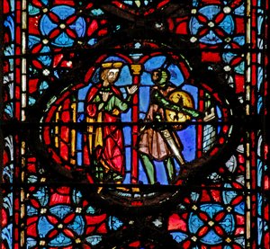 Ablak w4 Joshua találkozik a gibeoniták Josh IX 6-8 alkotó: French School