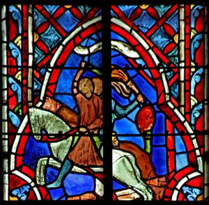 Window w5 Succoth tisztviselőinek büntetése. Bírák VIII 1-17 alkotó: French School