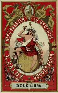Bacchust ábrázoló borcímke alkotó: French School