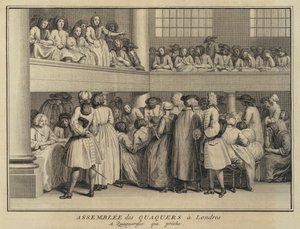 Nő prédikál a kvékerek találkozóján Londonban (metszet) alkotó: French School