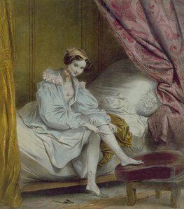 Harisnyát húzó nő, 1830 körül