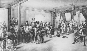 Algíri nők egy párizsi kávézóban, 1860 körül (metszet) alkotó: French School