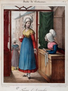 Avranches nők (Manche) - litográfia alkotó: French School