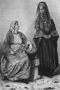 Tripoli nők, Szíriából ma. Utazások Föníciában, Libanonban és Júdeában. Louis Charles Emile Lortet 1875-1880, 1884 (bw metszet) alkotó: French School