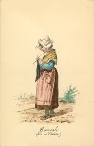 Cancale-i női viselet, Ille-et-Vilaine (színes lithó) alkotó: French School