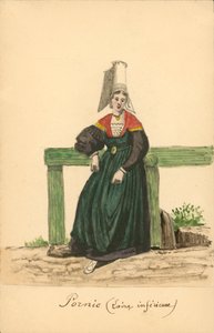 Pornic-i női viselet, Loire-Inferieure (színes litográfia) alkotó: French School