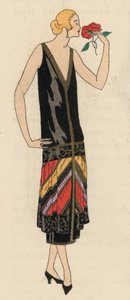 Georges Doeuillet tervező 1920-as évekbeli női estélyi ruhadivatja (színes litográfia) alkotó: French School
