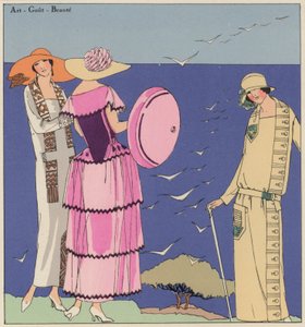 Paul Poiret és Jacques Doucet tervezők 1920-as évekbeli női divatja (színes litográfia) alkotó: French School