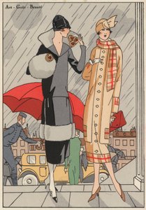 Premet és Gustave Beer tervezők 1920-as évekbeli női divatja. (színes litográfia) alkotó: French School
